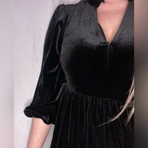 Black velvet baby doll cut dress